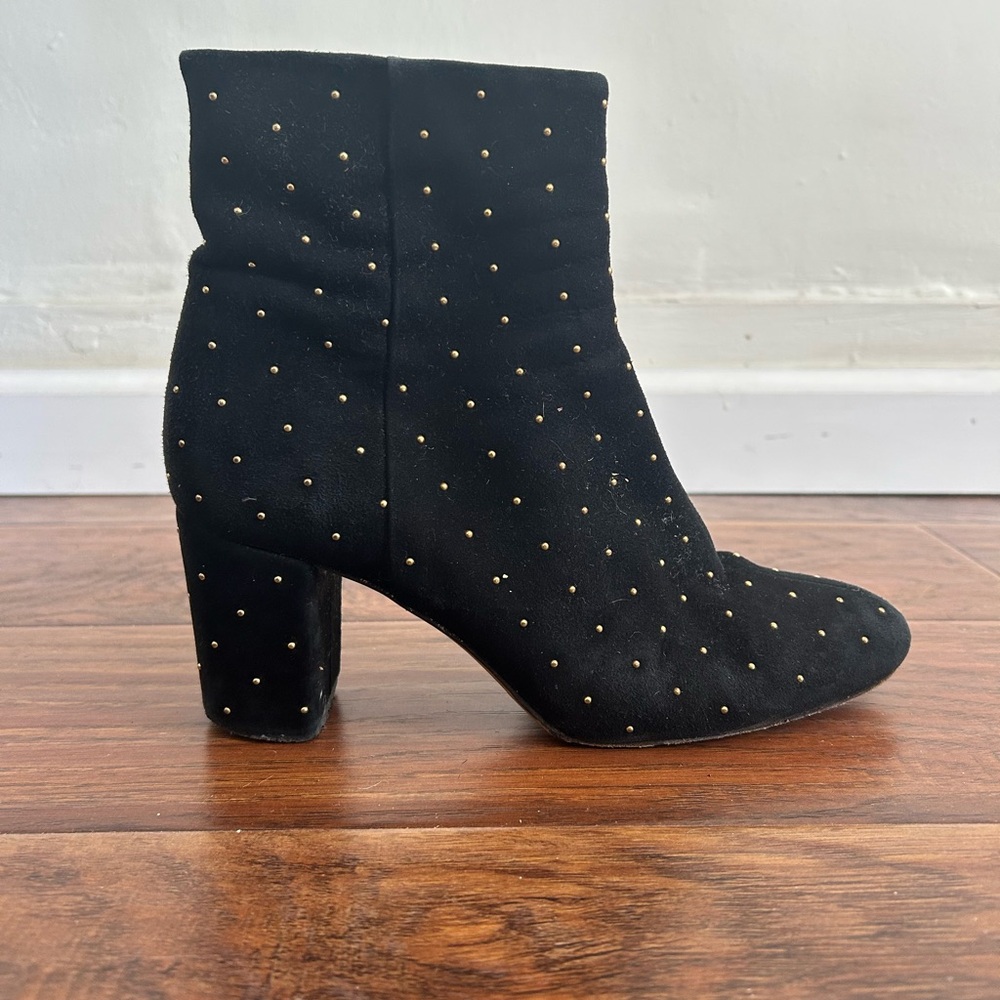 Sezane Black Suede with Gold Studded Ankle Boots Size 40 (9.5 US)